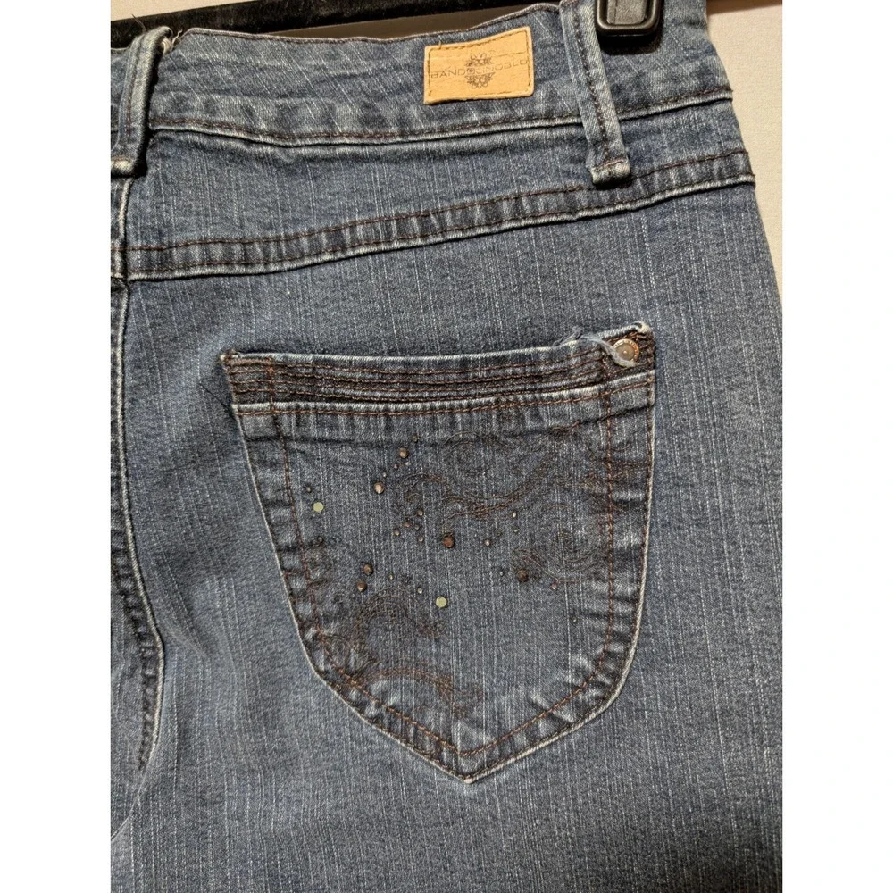 Bandolino Blu Medium Wash Kitt Belt SLB Missy Skinny Jeans Faux Gems‎ Size 8